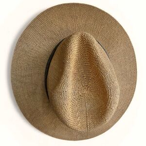 VINCE CAMUTO Paper Straw Panama Hat Fedora Adjustable Natural Paper Blend Beachy